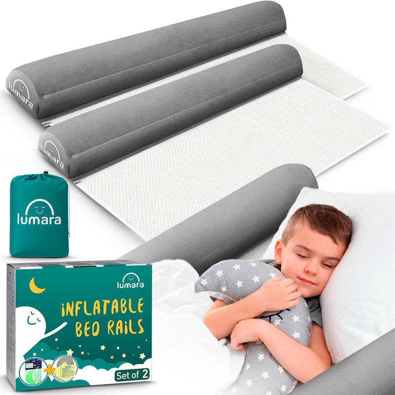 LUMARA Inflatable Bed Rail for Toddlers 2 Pack - Portable Travel Bed Bumpers for Kids Fits Twin Full Queen King Size Beds - Non-Slip Safety Guard Rails - Image 1